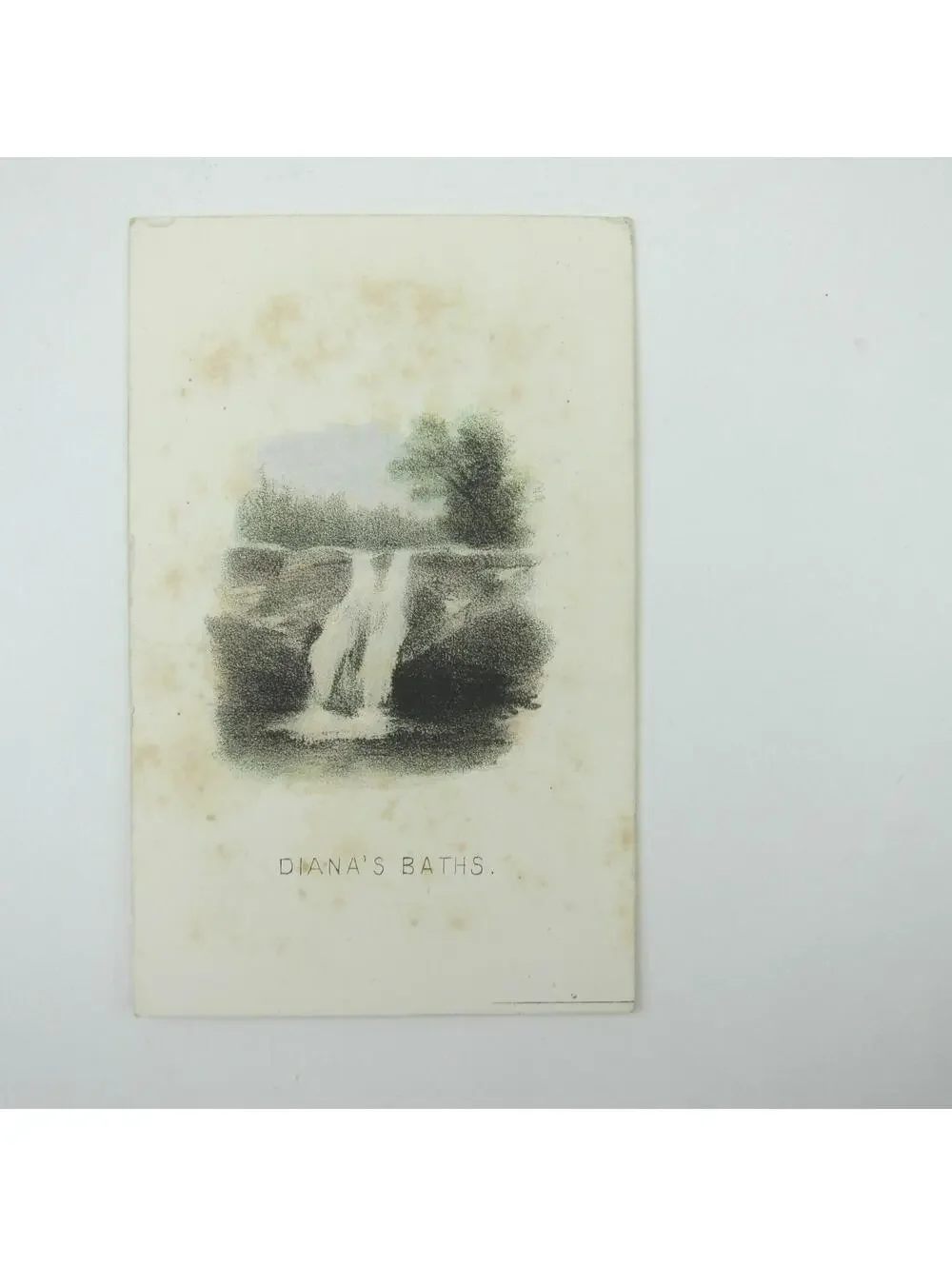 Color Lithograph Print Dianas Baths Waterfall North Conway New Hampshire Antique